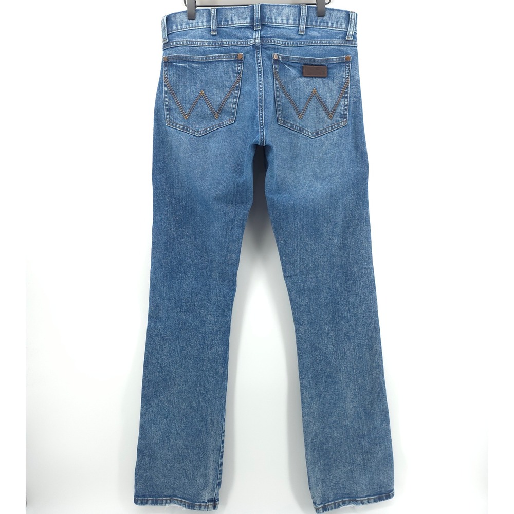 Wrangler Retro Men Slim Boot Jeans 33x36 Blue Denim Western Cowboy - Picture 3 of 11